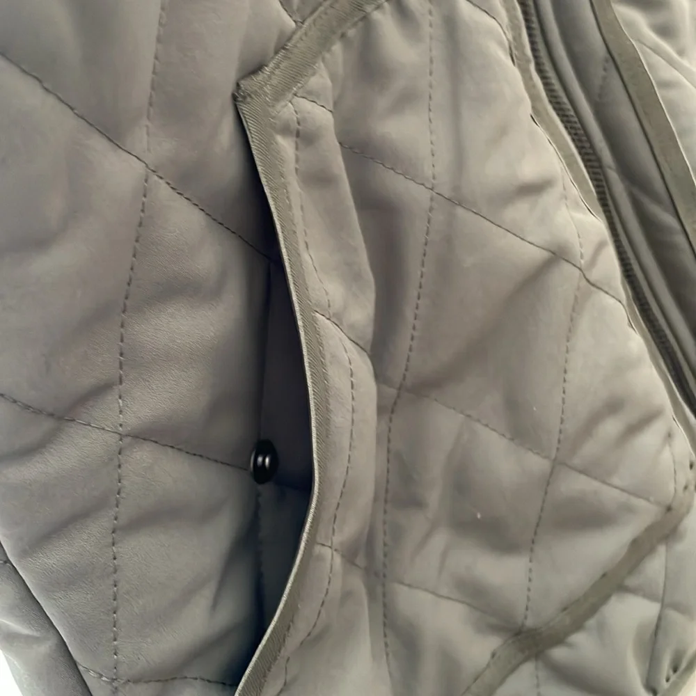 EDDIE BAUER Women’s Small Hooded Fleece Lined Vest Olive Green Faux Fur Gorpcore